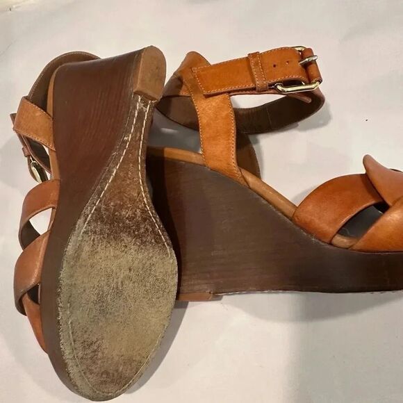 Celine Paris Women’s Cognac Leather Wedge Size 6-6.5 - Picture 5 of 5